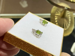 Peridot And Diamond White Gold Earrings