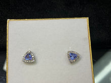 Load image into Gallery viewer, Tanzanite And Diamond White Gold Earrings