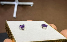 Load image into Gallery viewer, Amethyst White Gold Earrings