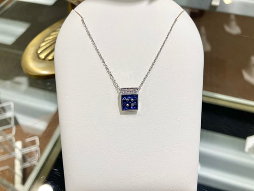 Sapphire And Diamond White Gold Pendant