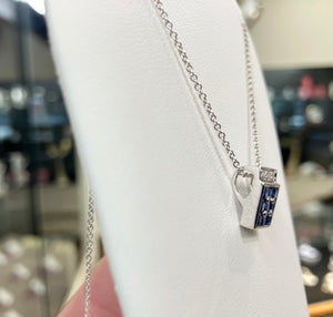 Sapphire And Diamond White Gold Pendant