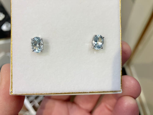 Aquamarine White Gold Earrings