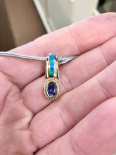 Charger l&#39;image dans la galerie, Tanzanite And Inlaid Opal Gold Pendant Chain Not Included