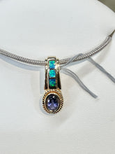 Charger l&#39;image dans la galerie, Tanzanite And Inlaid Opal Gold Pendant Chain Not Included