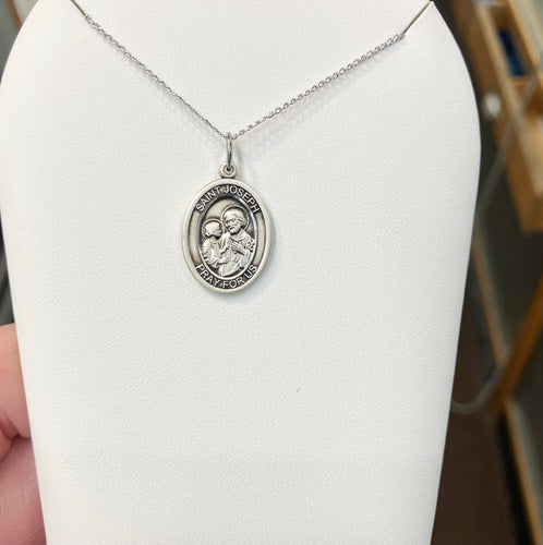 Saint Joseph Silver Pendant With 18 Inch Chain Religious
