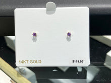 Load image into Gallery viewer, Amethyst Round 14K Yellow Gold Earrings