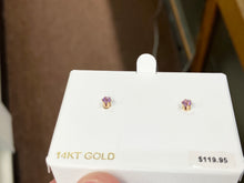 Load image into Gallery viewer, Amethyst Round 14K Yellow Gold Earrings
