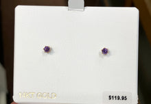 Load image into Gallery viewer, Amethyst Round 14K Yellow Gold Earrings