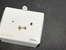Load image into Gallery viewer, Amethyst Round 14K Yellow Gold Earrings