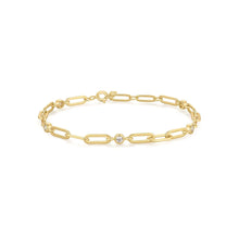 Load image into Gallery viewer, Gold Bezel Station Paper Clip Chain Bracelet