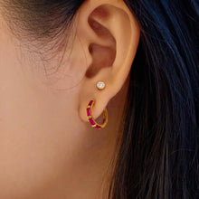 Cargar imagen en el visor de la galería, Gold Rosé Holiday Huggie Hoop Earrings