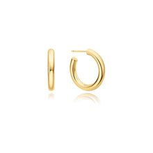 Charger l'image dans la galerie, Gold Classic Tube Medium Huggie Hoop Earrings