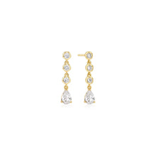Charger l'image dans la galerie, Gold Molten Cascade Bezel-Set Teardrop Stud Earrings