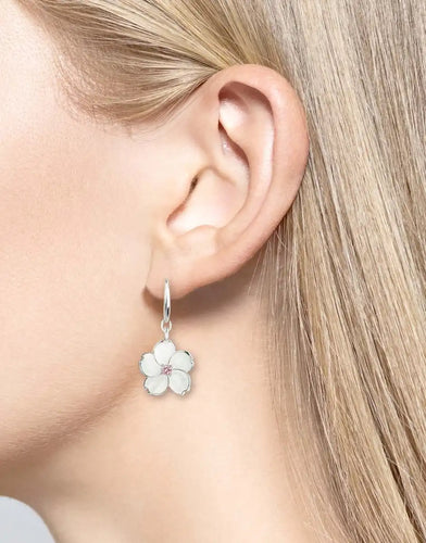 White Cherry Blossom Pink Sapphire Earrings