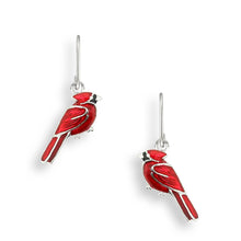 Load image into Gallery viewer, Silver Cardinal Dangle Earrings