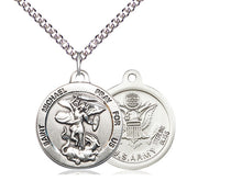 Cargar imagen en el visor de la galería, Saint Michael United States Army Medal With 24 Inch Silver Curb Chain Religious