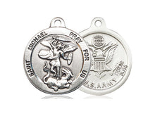 Cargar imagen en el visor de la galería, Saint Michael United States Army Medal With 24 Inch Silver Curb Chain Religious