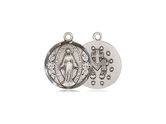 Miraculous Medal Silver Round With Chain Religious