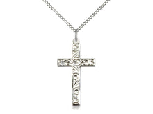 Load image into Gallery viewer, Hand Engraved Silver Cross With Chain Religious