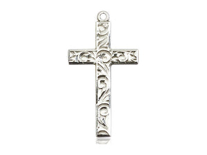 Hand Engraved Silver Cross With Chain Religious