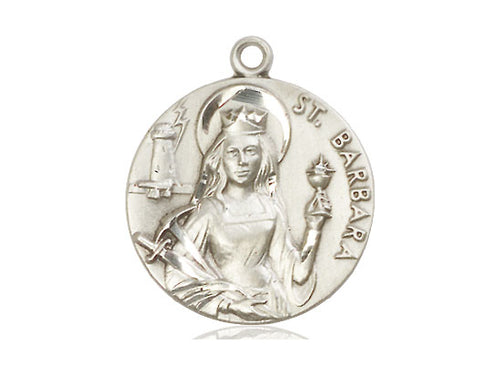 Saint Barbara Silver Pendant With Chain Religious