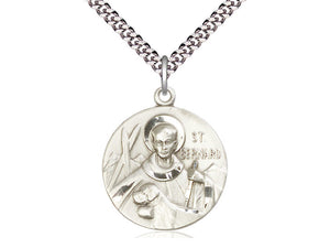 Saint Bernard Of Monjoux Silver Pendant And Chain