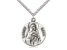 Load image into Gallery viewer, Saint Rita Silver Pendant With Chain Religious