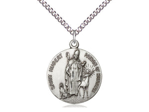 Saint Hubert Silver Pendant With 24 Inch Silver Chain Religious