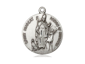 Saint Hubert Silver Pendant With 24 Inch Silver Chain Religious