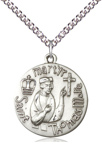 Saint Thomas More Silver Pendant And Chain