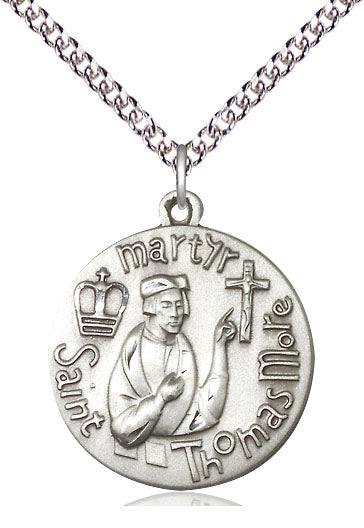 Saint Thomas More Silver Pendant And Chain