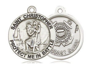Saint Christopher Pendant With 24 Inch Chain Coast Guard Religious