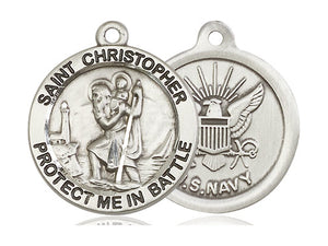 Saint Christopher United States Navy Pendant With Chain Religious
