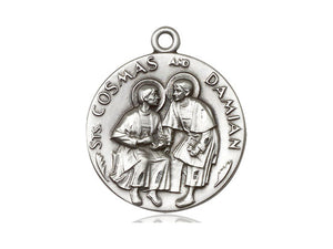 Saint Cosmas And Damian Silver Pendant With Chain