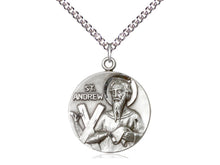 Cargar imagen en el visor de la galería, Saint Andrew Silver Pendant With 24 Inch Curb Chain Religious