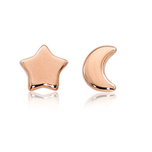 Star & Moon 14 K Rose Gold Earrings