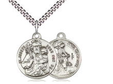 Charger l&#39;image dans la galerie, Saint Joseph And Guardian Angel Silver Pendant With Chain