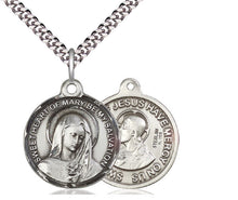 Cargar imagen en el visor de la galería, Immaculate Heart Of Mary And Jesus Silver Pendant And Chain
