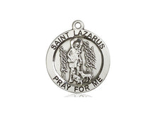 Cargar imagen en el visor de la galería, Saint Lazarus Silver Medal With 18 Inch Silver Curb Chain Religious