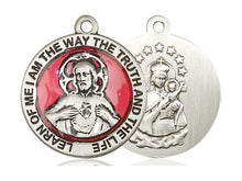 Charger l&#39;image dans la galerie, Red Scapular Silver Medal With 24 Inch Silver Chain Religious