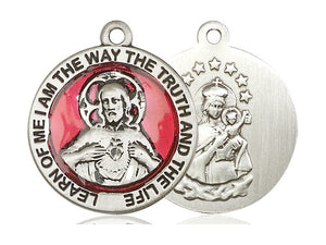Red Scapular Silver Medal With 24 Inch Silver Chain Religious