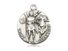 Charger l&#39;image dans la galerie, Saint Sebastian Silver Pendant With Chain Religious