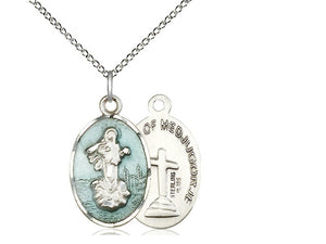 Our Lady of Medugorje Silver Pendant And Chain Religious