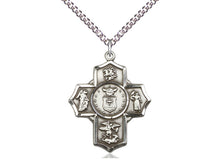 Load image into Gallery viewer, Five Way Devotion Medal With Chain Air Force Silver Religious