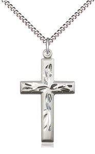 Silver Florentine Cross And Chain
