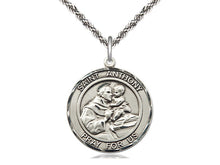 Load image into Gallery viewer, Saint Anthony Silver Pendant With 24 Inch Silver Rope Chain Religious