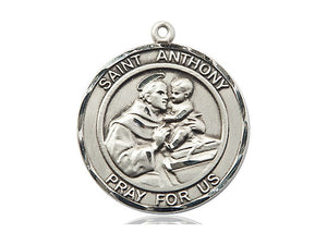 Saint Anthony Silver Pendant With 24 Inch Silver Rope Chain Religious