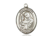 Laden Sie das Bild in den Galerie-Viewer, Saint Clare Of Assisi Silver Pendant With Chain Religious