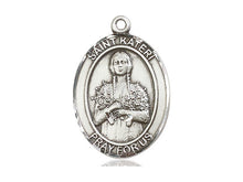 Load image into Gallery viewer, Saint Kateri Silver Pendant With 18 Inch Silver Curb Chain Religious