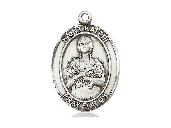 Saint Kateri Silver Pendant With 18 Inch Silver Curb Chain Religious